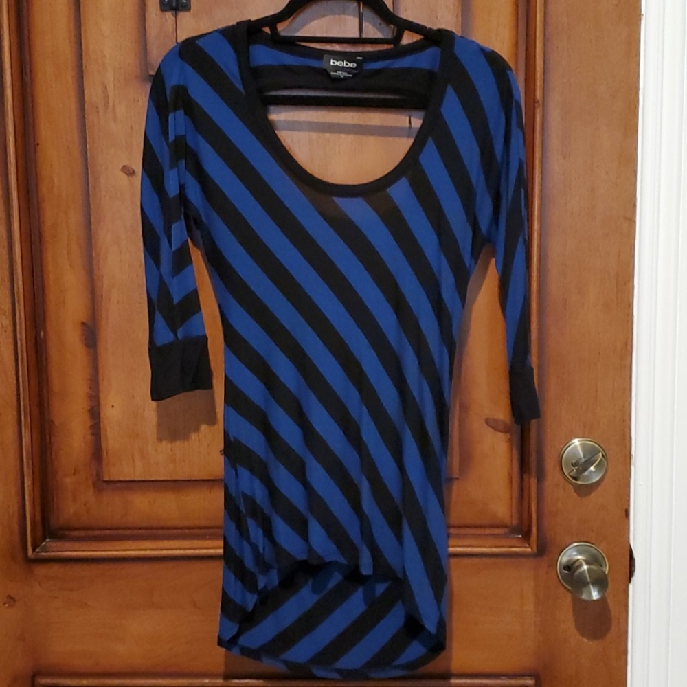 Blue and Black bebe top
